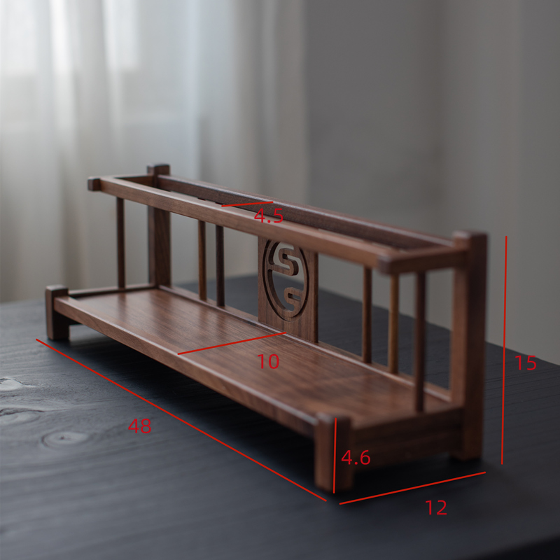 北美黑胡桃实木茶具茶杯架紫砂茶壶收F纳架桌面展示博古架置物架