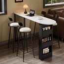 客厅榆木咖啡吧台桌岛台一体桌子家用岩板中古R风轻奢感隔断餐柜