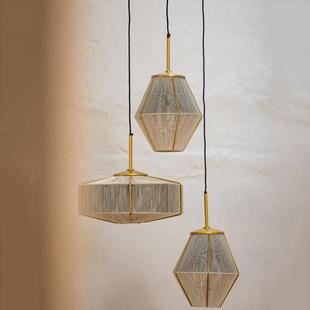 国外时尚 手工米色绕线几何餐厅吊灯民宿酒店别墅展厅灯具 设计师款