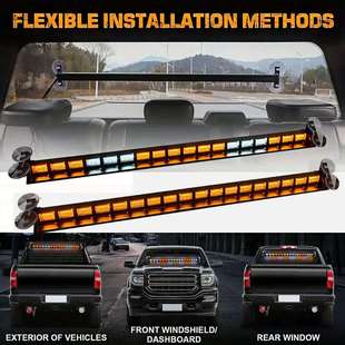 34inc162LED双色长条警示灯 24V 汽车前后车顶应急频闪灯工程车12