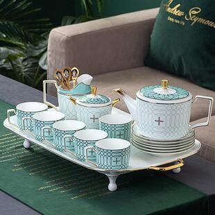 简约轻奢英式下午茶具套装家用骨瓷茶壶套具欧式小奢华精致咖啡杯