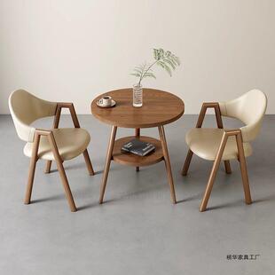 阳台休闲茶桌椅组合双层小圆桌茶几咖啡店现代简约休息区洽谈桌子