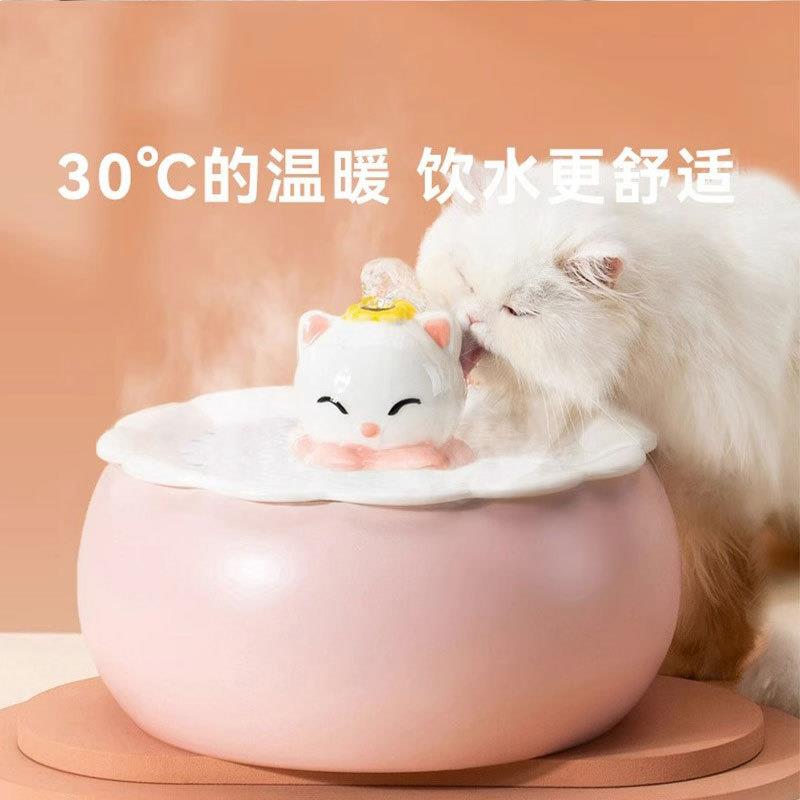 陶瓷饮水器猫咪恒温饮水机宠物加热不湿嘴自动循环活水冬季猫用品
