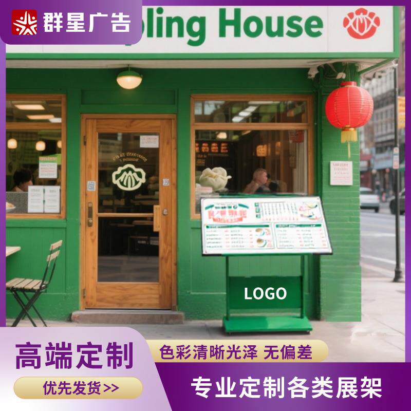 金属LED立式斜面可移动餐饮菜单点餐牌落地式发光单品菜单展示架