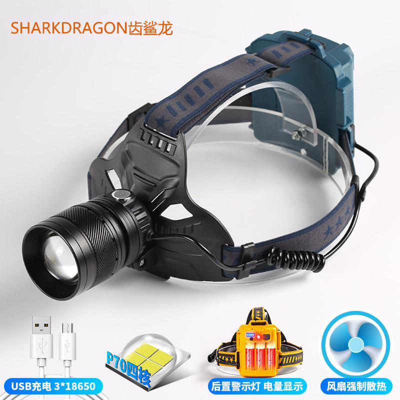 跨境新款P70强光头灯USB充电户外变焦远射尾部警示大功率LED头灯