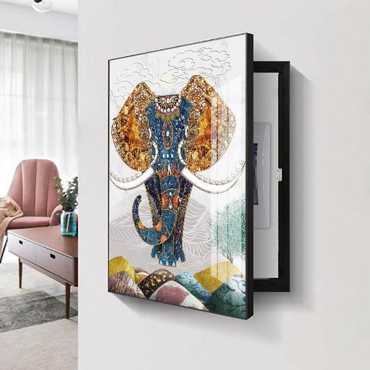 竖版电表箱装饰画现代简约电箱盒表电源总开关晶瓷画家居遮挡挂画