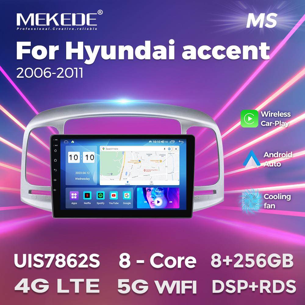 适用于现代Accent 2006-2011款安卓大屏中控导航收音机8+256G