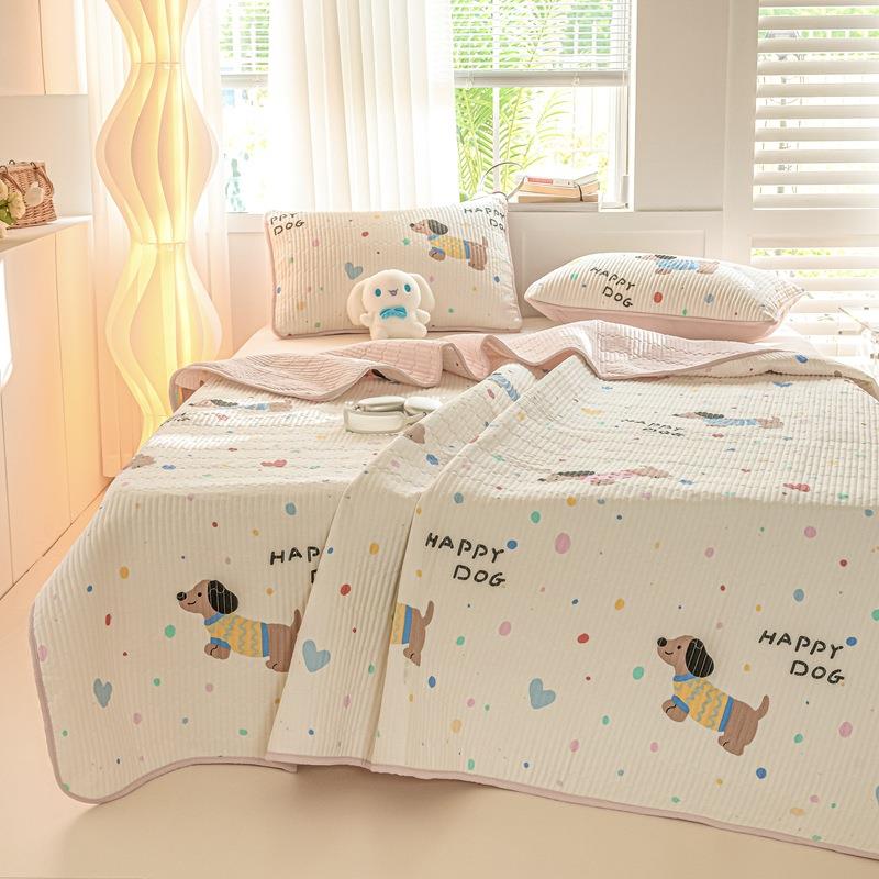 【折扣价】A类纯棉床盖三件套100全棉儿童榻榻米床单四季款绗缝夹