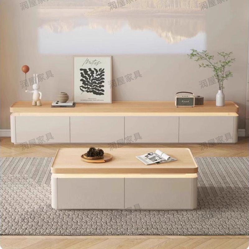 【折扣价】bky润屋原木奶油风实木电视柜落地客厅家用储物柜可现