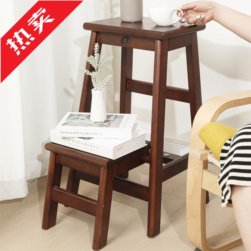 ir实木梯凳家用加厚折叠梯梯登高楼梯人字梯多功能两用小梯子置物