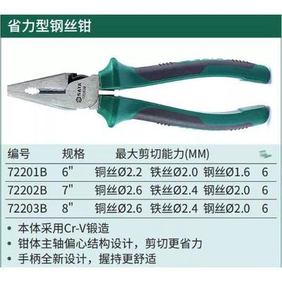 【折扣价】省力型钢丝钳72201B-72202B-72203B省力老虎钳平口钳子