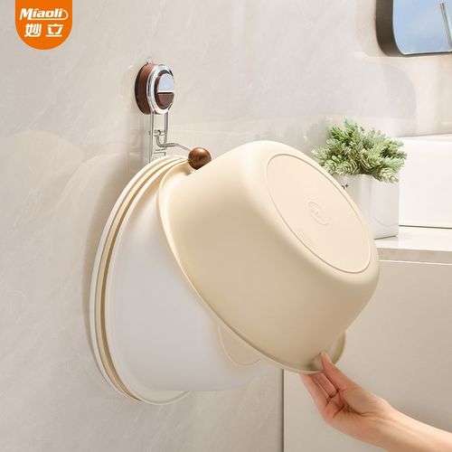 吸盘脸盆收纳层架免打孔不锈钢化妆室浴室厕所中Q古风壁挂式神器