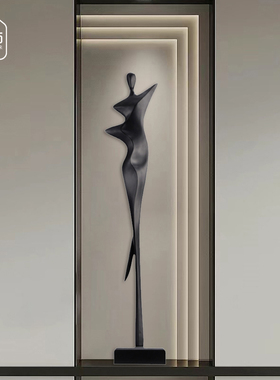 意式极简人形雕塑竖o高细长摆件玄关壁龛客厅轻奢软装艺术装饰品