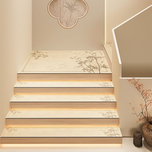 宋式美学室内硅藻泥楼梯踏步垫防滑免胶家用别墅S台阶地垫隔音地