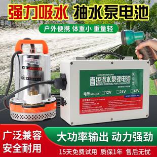 便携式户外抽水泵锂电池12V24V48V直流潜水泵大容量锂电池