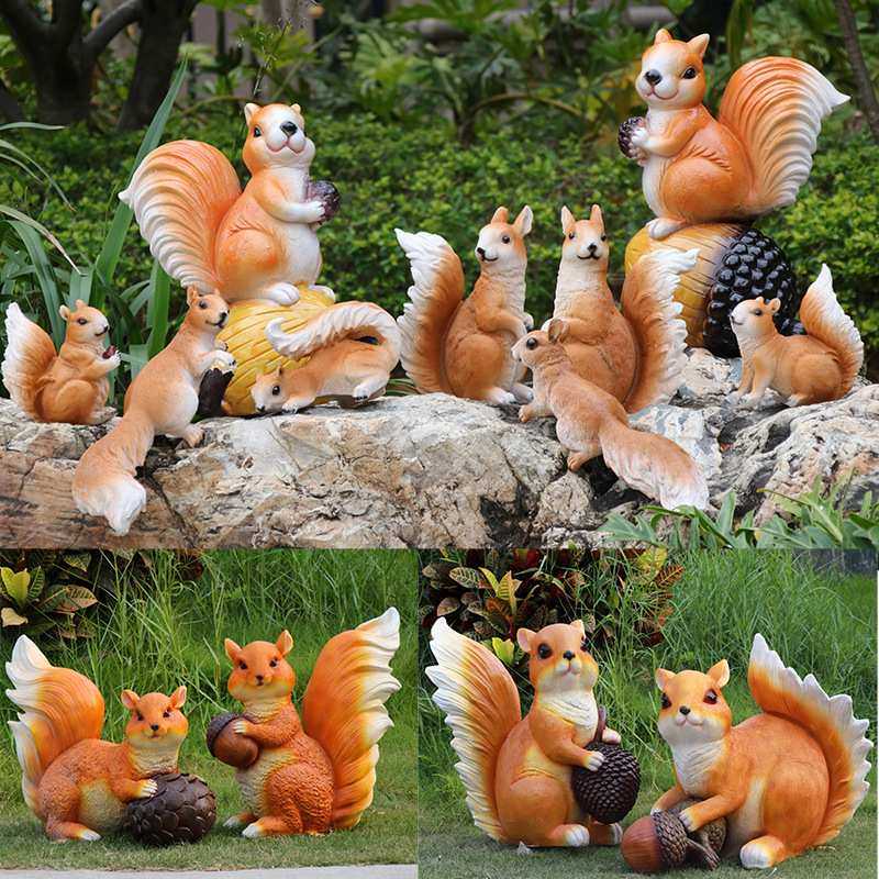 仿真假松鼠小动物模型坚果草地可爱摆件户外花园庭院园林造景雕塑