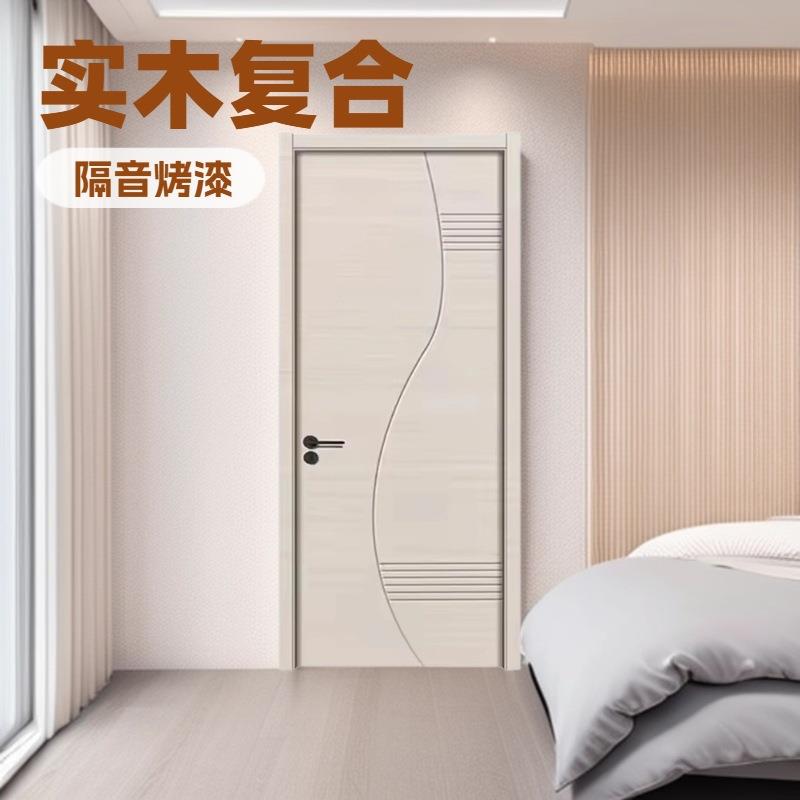 索福现代简约风格木门 淡浅灰几何线条 家装工程室内门
