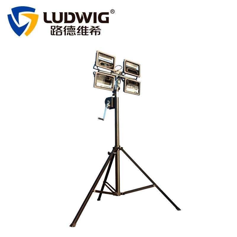路德维希便携式三脚架移动照明灯塔4*100WLED灯手摇杆总高3.5米