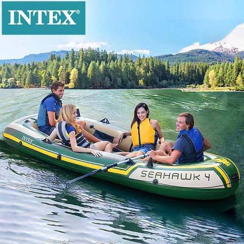 INTEX68351四人充气船组海鹰四人钓鱼船皮划艇橡皮艇4人款冲锋舟