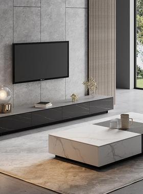 岩板茶几电视柜组合简约现代小户型客厅整装储物意式极简北欧地柜