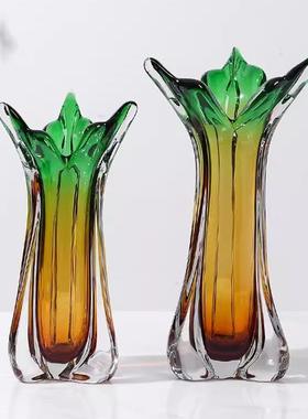轻奢渐变琉璃花瓶摆件现代客厅样板间玄关可水培插花厚重玻璃花器
