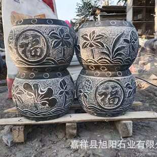 石雕青石柱墩石仿古柱基石墩子柱脚石柱顶石空心半圆形柱础石头墩