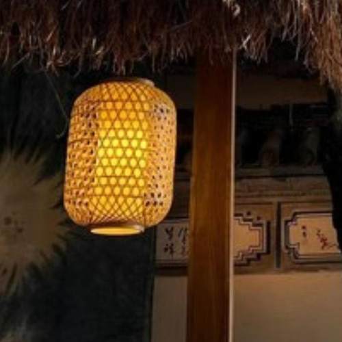 一体太阳能竹灯笼竹灯罩防水免布线竹编工艺手工编织民宿庭院走廊