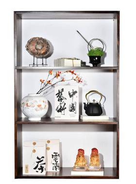 新中式样板间书柜装饰摆件禅意高档办公室开放格展柜软装饰品