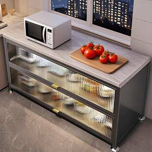 尔沫岩板厨房置物架落地多层家用多功能收纳柜子锅碗餐边储物橱柜