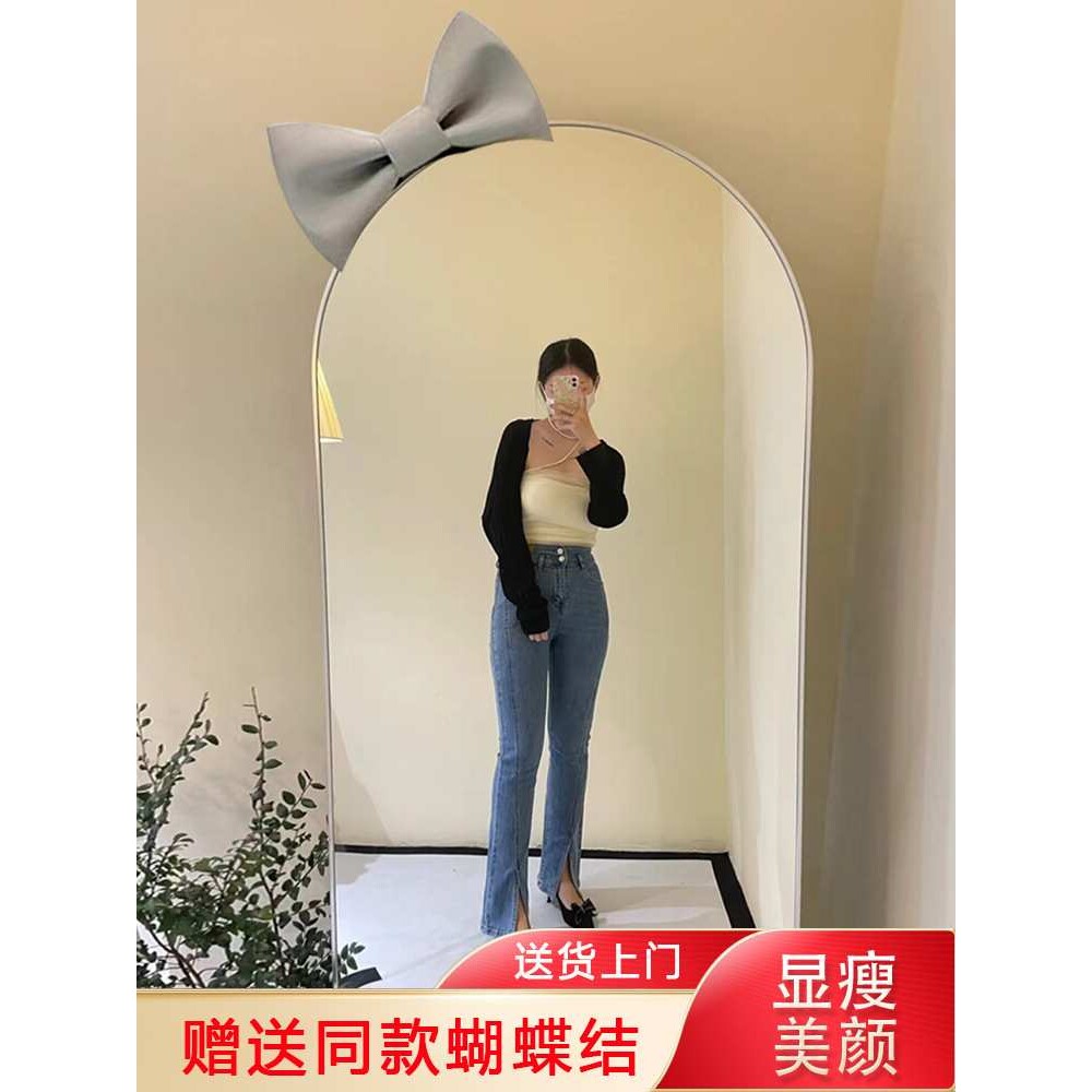 拱形镜子设计感全身镜服装店试衣镜穿衣镜落地镜家用显瘦美颜网红