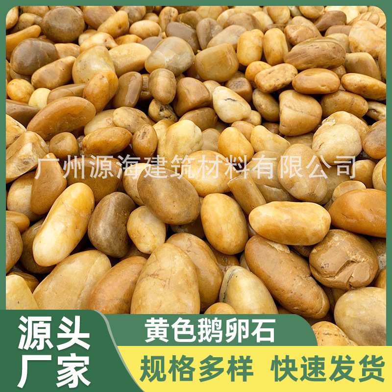 天然雨花石黄色鹅卵石原石装饰园艺小石头园林工程铺地铺路石子