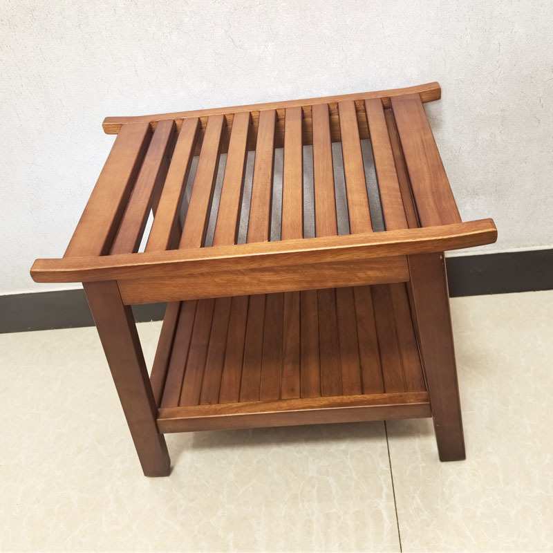 木制浴室凳竹制淋浴坐椅带储物架多功能板凳洗澡凳子水疗座椅