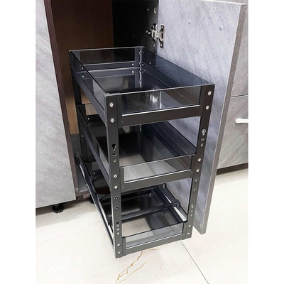 厨房橱柜拉篮窄柜调味篮调料置物架多层储物底轨铝合金转角150柜