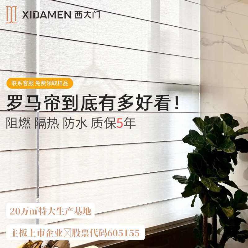 西大门透景罗马帘透光不透人纱帘折叠式卷帘窗帘百叶帘绍兴遮光