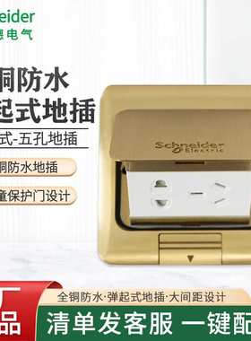 五孔地插隐藏式全铜防水弹出式防漏电86型家用地面插E225C10UBAS