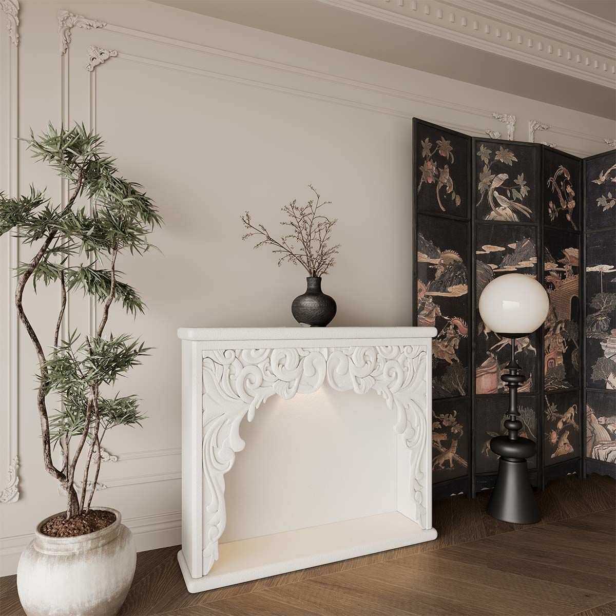 法式奶油风美式复古装饰柜壁炉架民宿别墅客厅仿真网红玄关