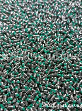 M3*3螺丝绿色硬胶头不锈钢304机米POM胶头顶丝紧盯止付螺丝