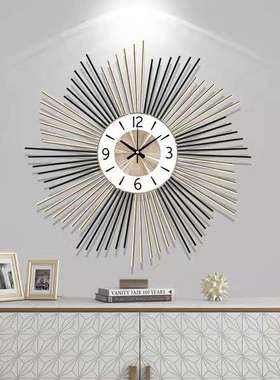 扫秒机芯欧式中国电池单面太阳机芯大简约极简挂钟铁艺wall colck