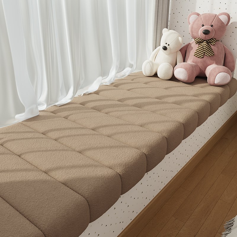 泰迪绒飘窗垫2024新款主卧室窗台坐垫轻K奢高级感阳台防护垫子定