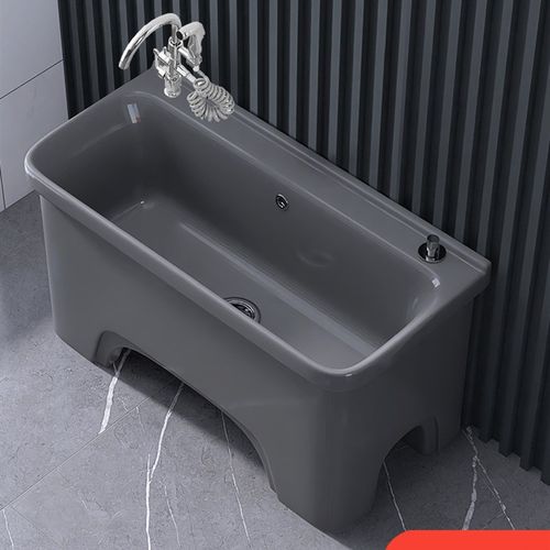 新拖把池家用陶瓷阳台灰色v拖把池槽盆浴室拖把池腿和高小尺寸