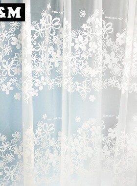 M默玛EVA防霉防水加厚卫生间隔断帘浴室帘保暖淋浴V帘白色花蔓浴