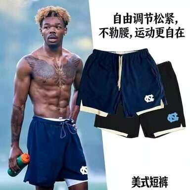 男士健身房运动短裤美式短裤夏季新款假两件篮球短裤男训练跑步裤