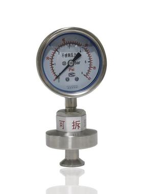 供卫生隔膜耐震压力表底座25.4MM快装式卡箍式YN60BF 6BAR/90PSI