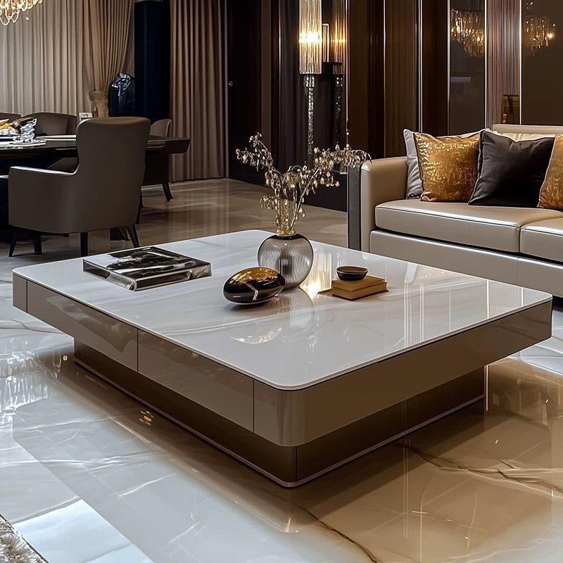 2025方形意式轻奢茶几客厅家用小户型现代新款简约高级岩板极组合