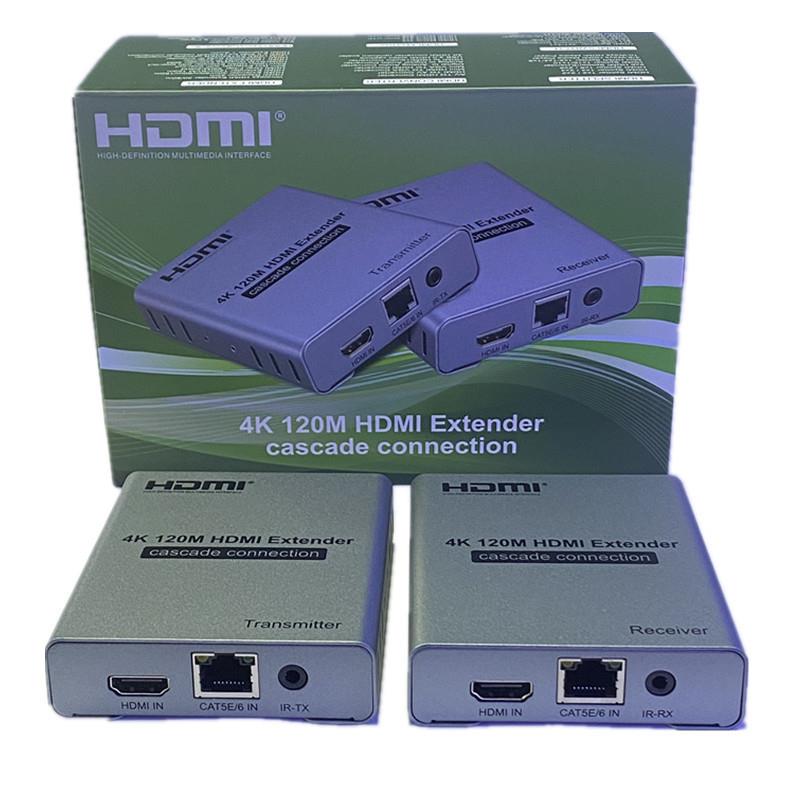 4K HDMI延长器120米hdmi网线延长器发射接收器HDMI转RJ45红外延长