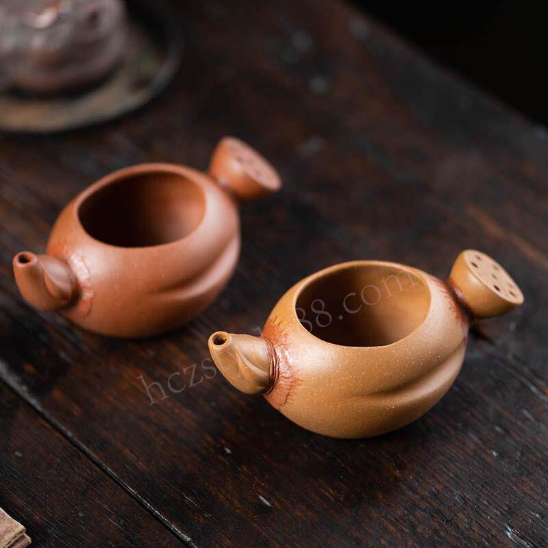 宜兴原矿紫砂壶公道杯手工分茶器仿生莲藕手抓壶茶道配件茶具配件
