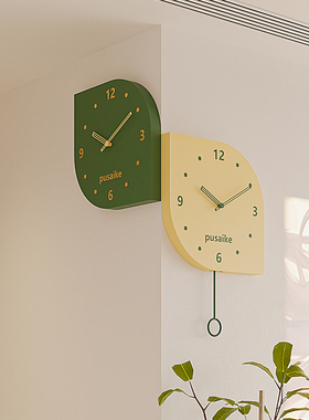 2023新款现代简约客厅拐角双面挂钟家用转M角时钟饭厅钟表挂墙挂