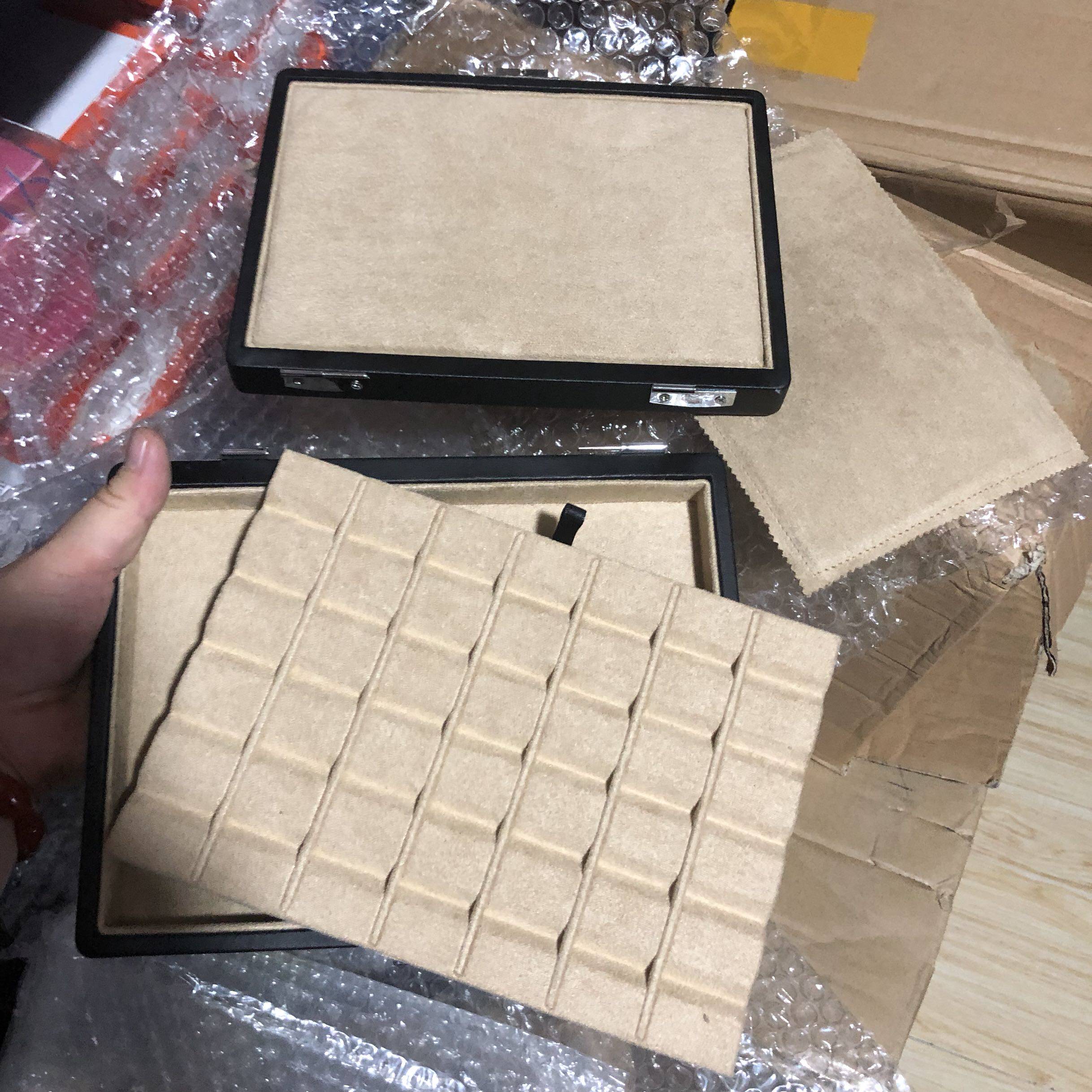 钻石盒子高档珠宝箱超纤绒布箱祖母绿样品展示托格状裸石盒彩宝盒