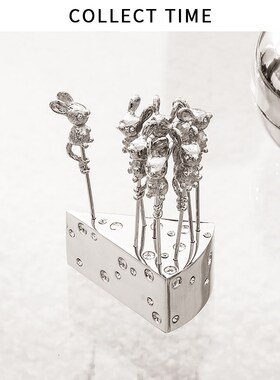 ins风创意水果叉签套装儿童可爱签子小奢华家用轻奢甜品蛋糕叉子