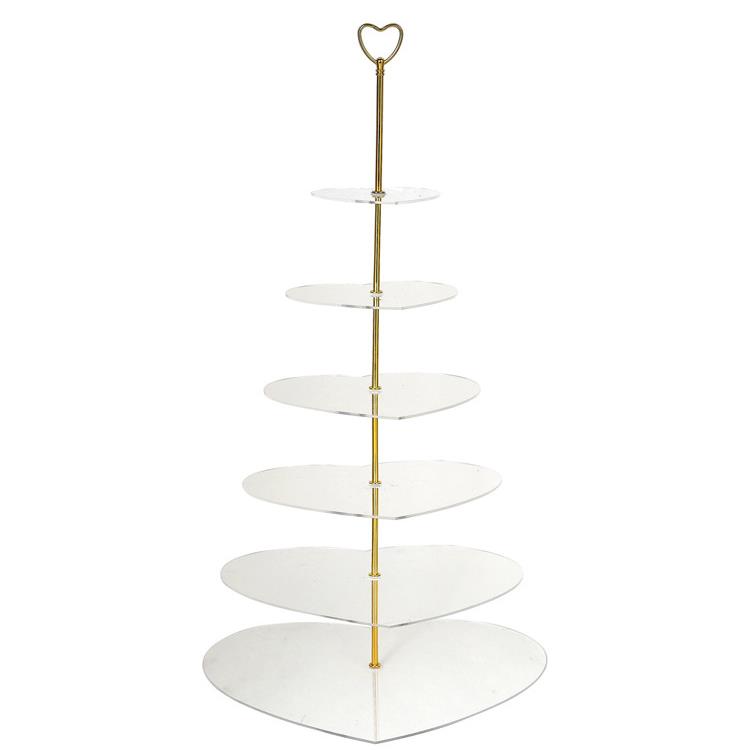 6层心形亚克力蛋糕展示架 婚礼节日糖果透明摆放架 Cake stand